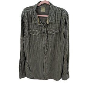 Nuco Navy & Tan Gingham Long Sleeve Shirt Mens XXL 100% Cotton Made In India